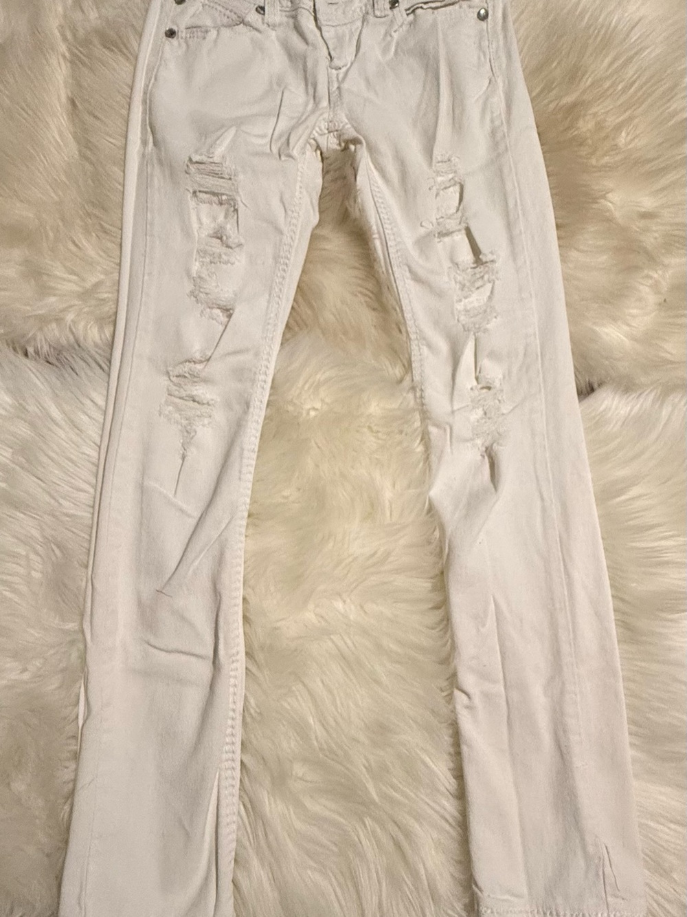 Almost Famous White Distressed Skinny Jeans
